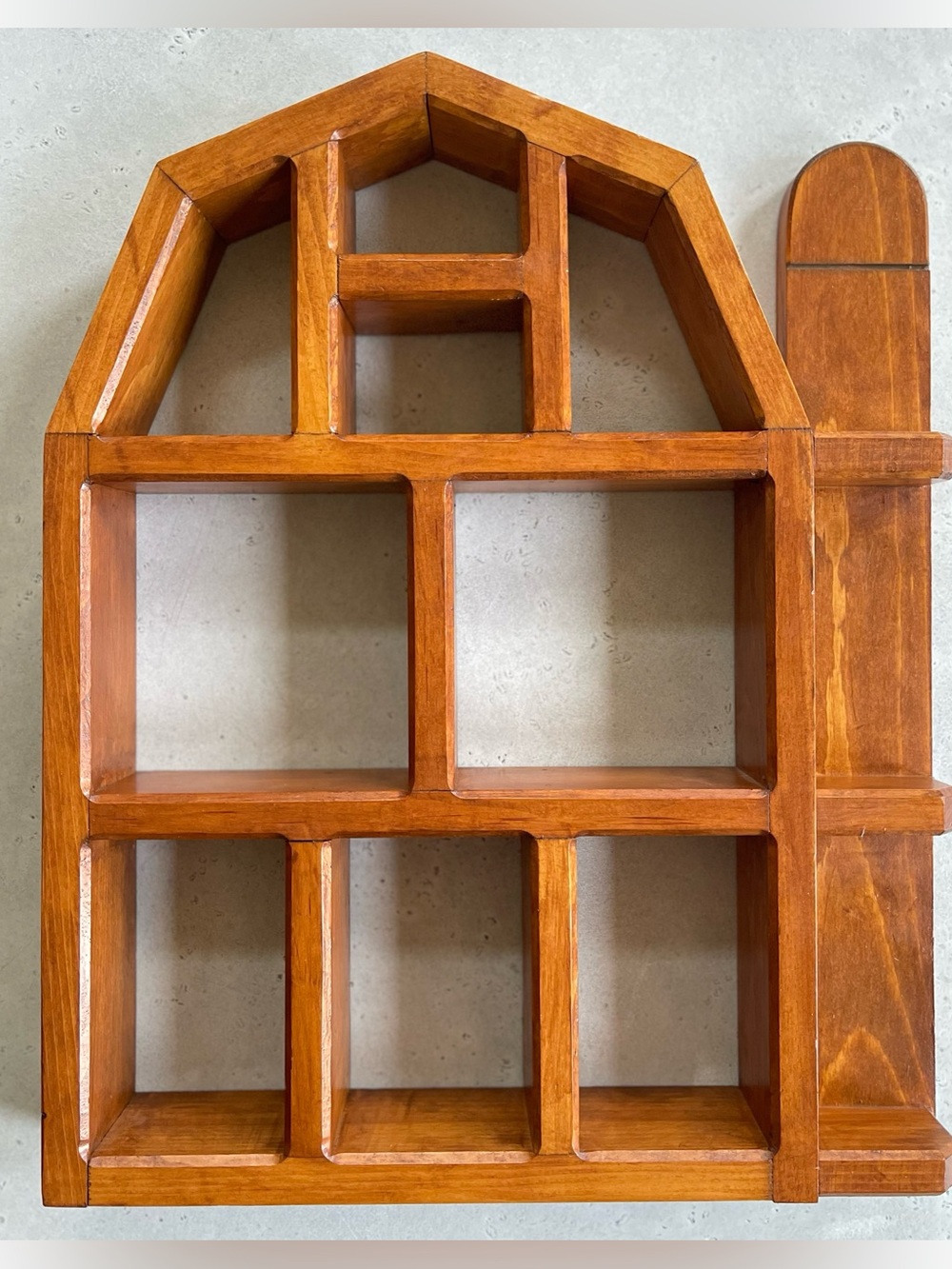 Vintage Handmade Wooden Barn Shaped Trinket Shelf Wall Hanging Cottagecore